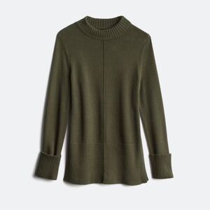 Magnolia Grace Olive Green rib cuff side slit Women's Sweater
